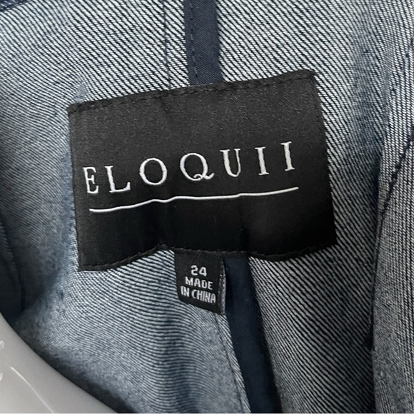 NEW Eloquii Denim Blazer Dark Wash Double Breasted Womens Plus Size 24 - Picture 5 of 8